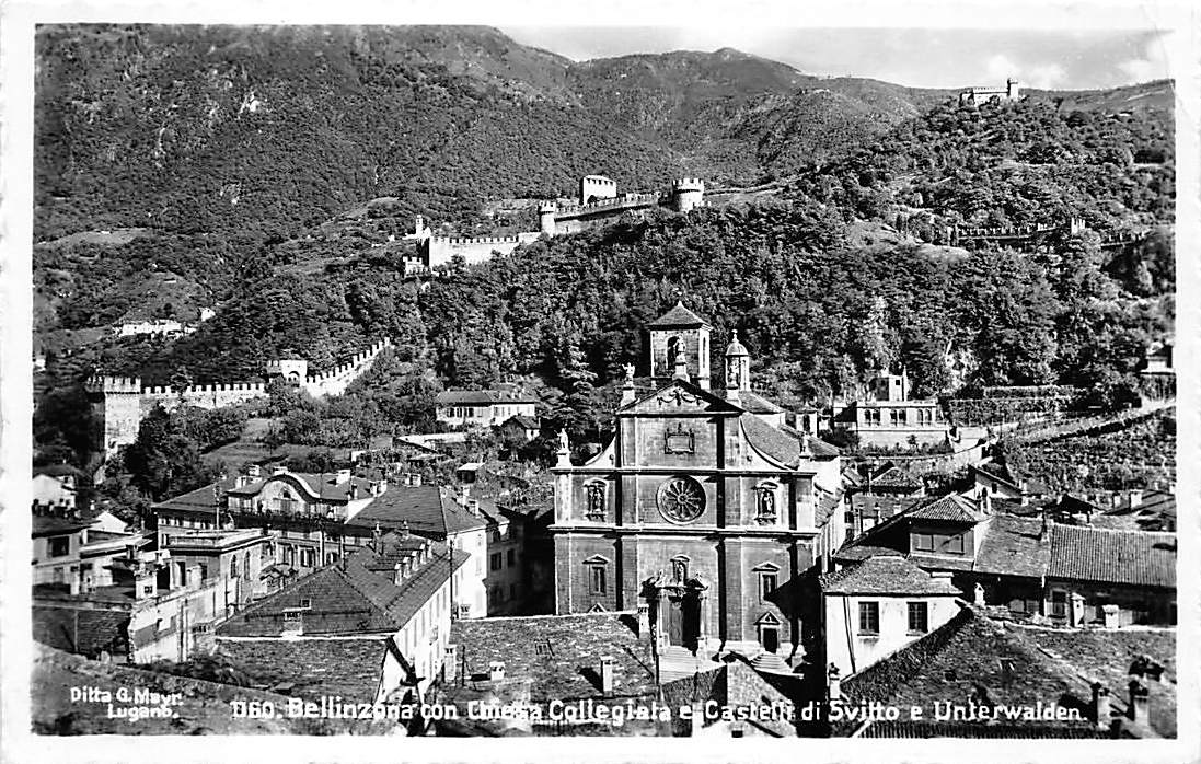 Bellinzona, con Chiesa Collegiata e Unterwalden