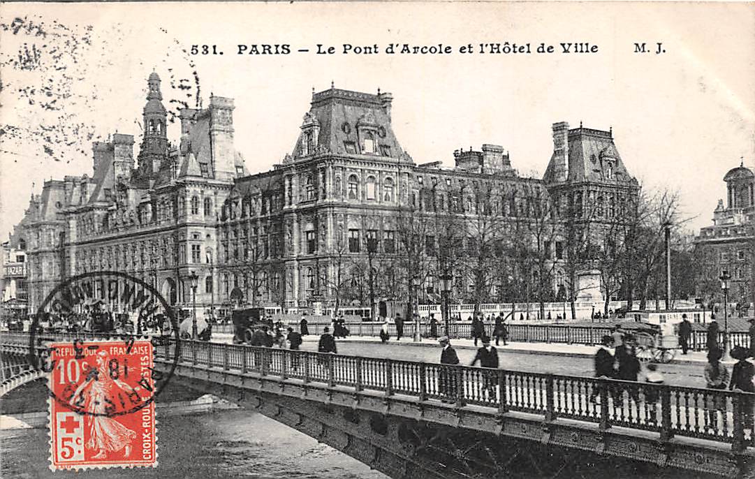 Paris, Le Pont d'Arcole et l'Hotel de Ville