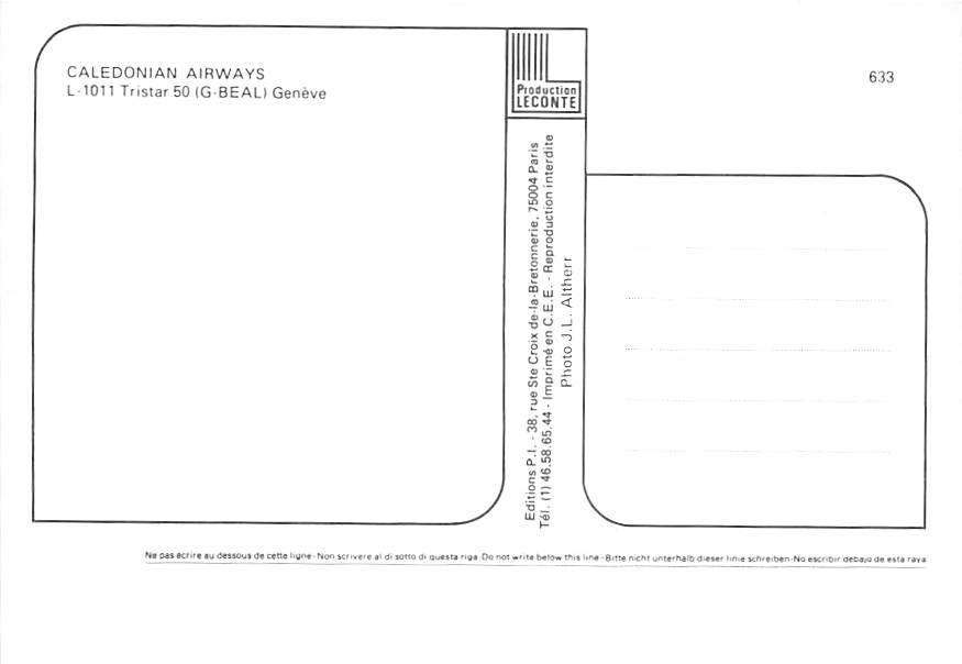 Lockheed 1011 Tristar, Caledonian Airways, Geneva
