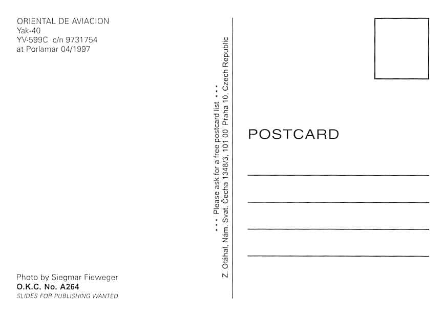 Yakovlev 40, Oriental de Aviacion, Porlamar