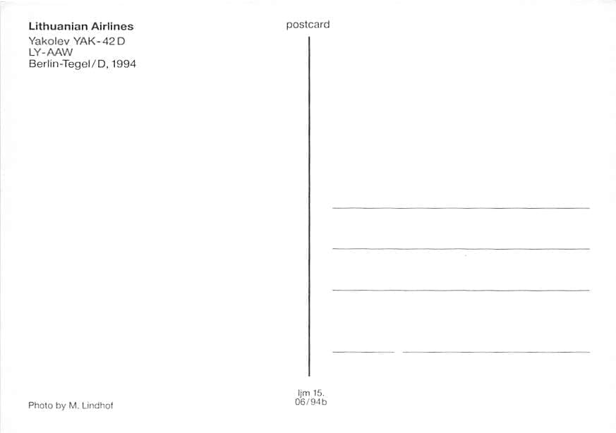 Yakovlev 42, Lithuanian Airlines, Berlin-Tegel