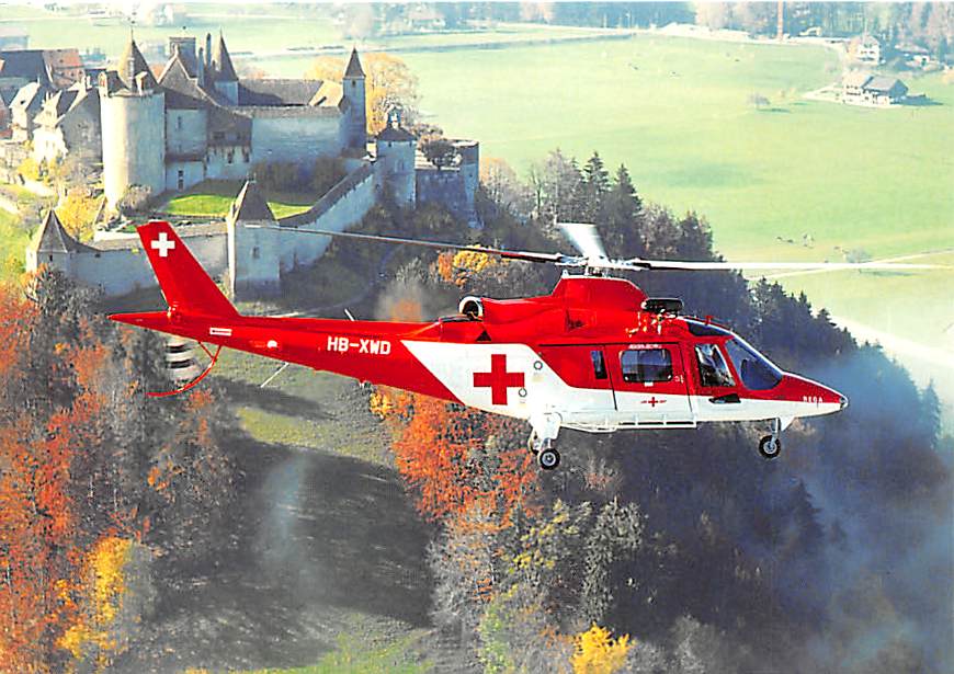 Helikopter, Agusta, Rega, Chateau de Gruyeres