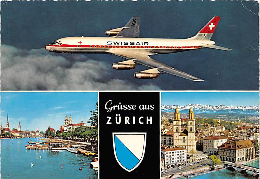Douglas DC-8, Swissair, Gruss aus Zürich