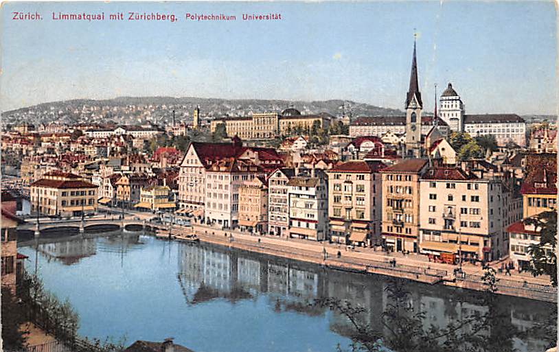 Zürich, Limmatquai mit Zürichberg