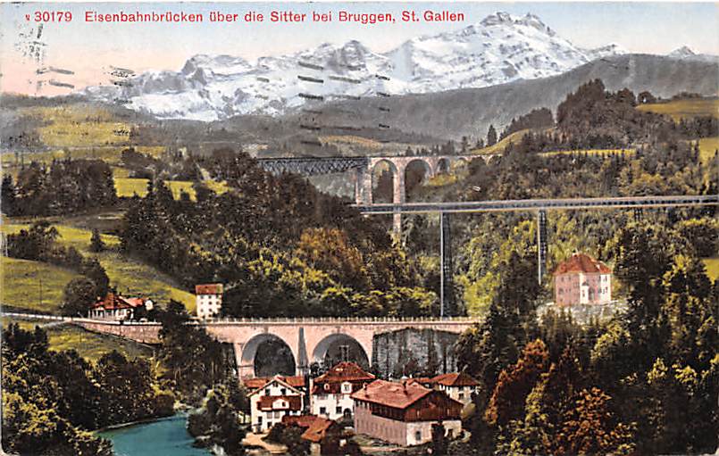 St.Gallen, Eisenbahnbrücken über Sitter bei Bruggen