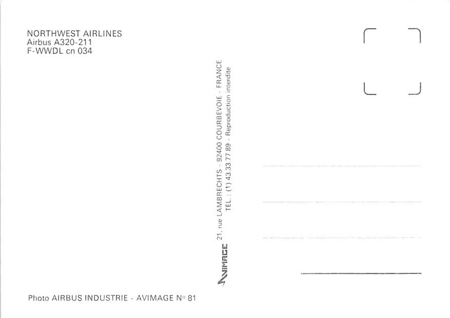 Airbus A320-211, Northwest Airlines