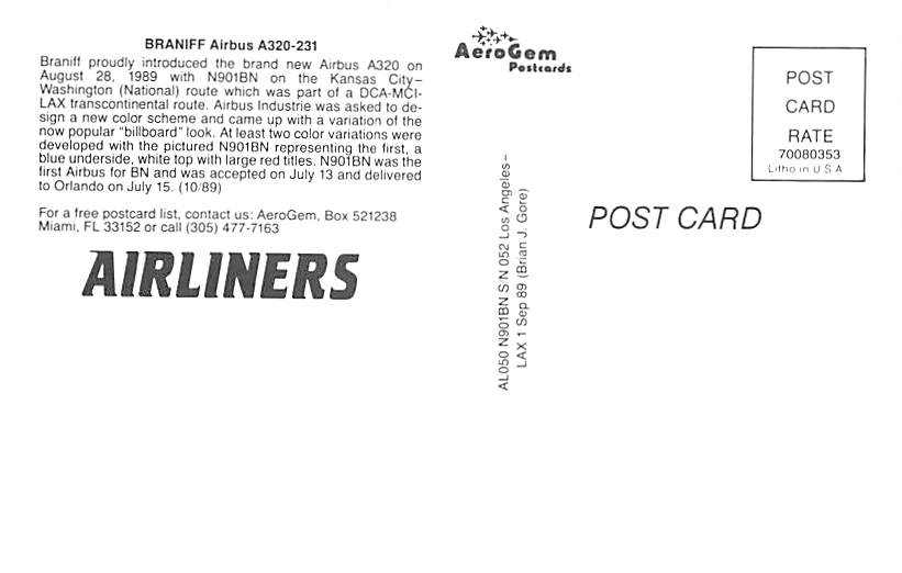 Airbus A320-231, Braniff