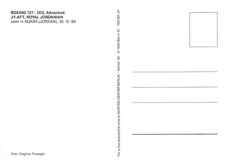 Boeing 727, Royal Jordanian, Aqaba