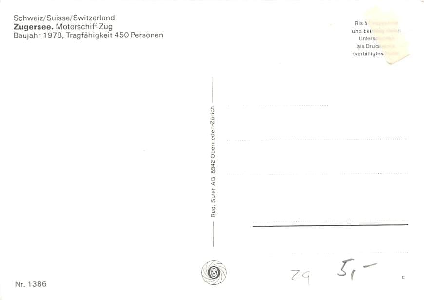 ZG - Zugersee, Motorschiff Zug