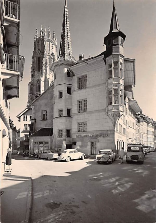 Freiburg, Reichengasse, Schweizerhalle, Oldtimer