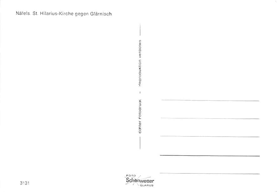 Näfels, St.Hilarius Kirche gegen Glärnisch