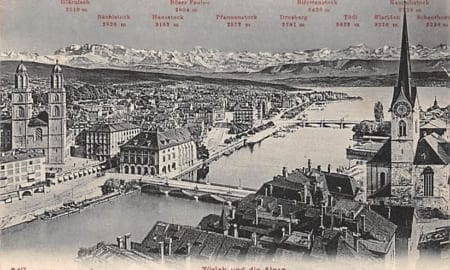 Zürich, und die Alpen