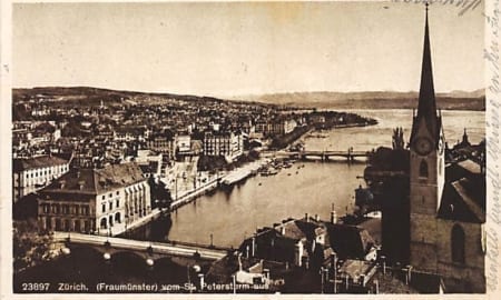 Zürich, Fraumünster vom St.Petersturm aus