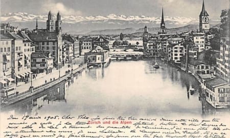 Zürich, und die Alpen