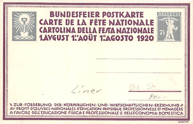 Bundesfeierkarte Nr.31, ungelaufen, Kat. 40.-