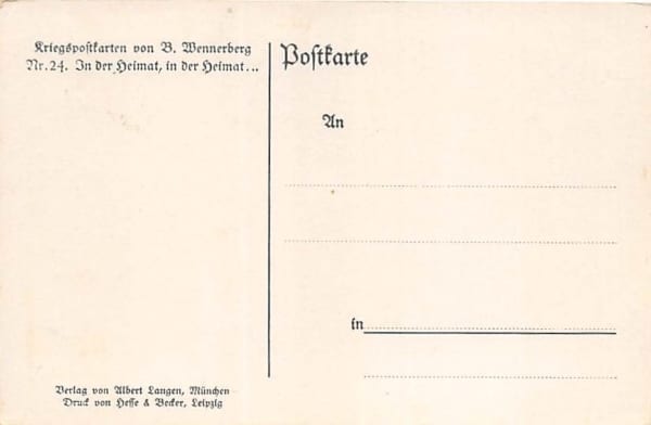 Kriegspostkarten Nr. 24, B. Wennerberg, In der Heimat