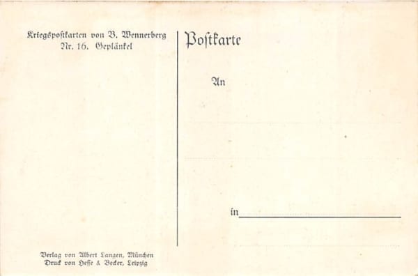 Kriegspostkarten Nr. 16, B. Wennerberg, Geplänkel