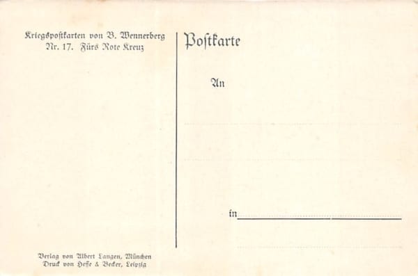 Kriegspostkarten Nr. 17, B. Wennerberg, Fürs Rote Kreuz