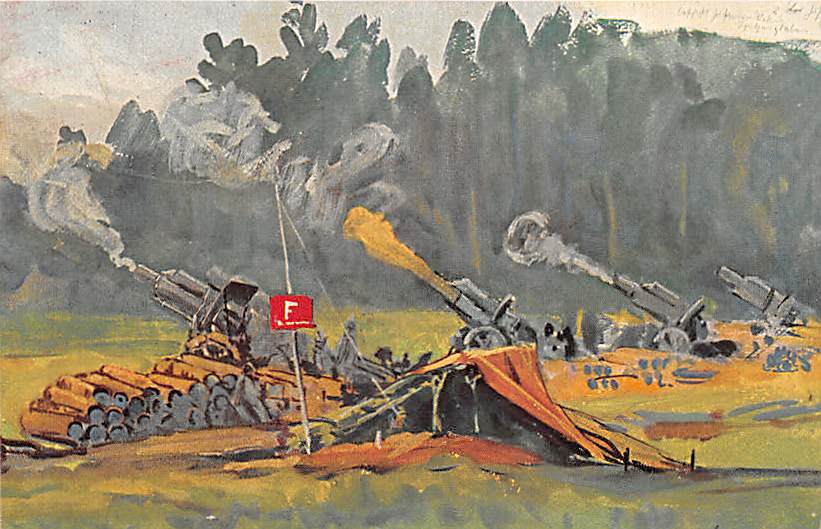 Kriegspostkarte Nr. 84, Vollbehr, Feuernde Mörser Batterie