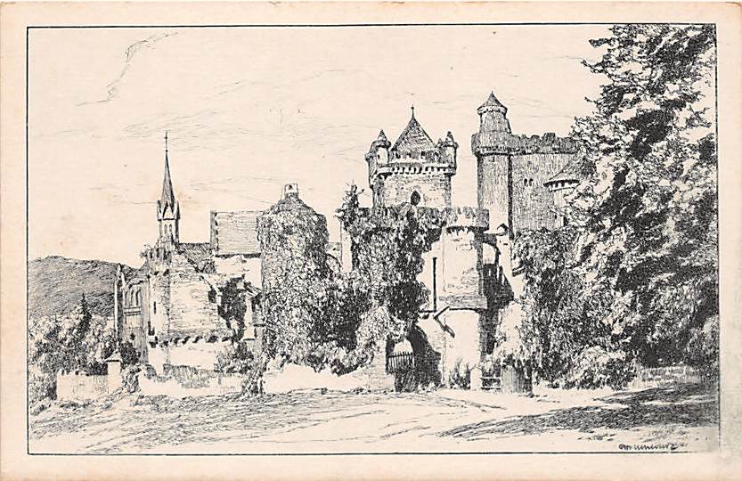 Otto Ubbelohde, Löwenburg, Federzeichnung