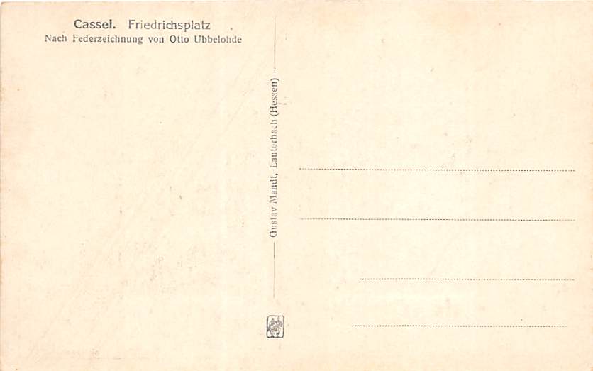 Otto Ubbelohde, Cassel Friedrichsplatz, Federzeichnung