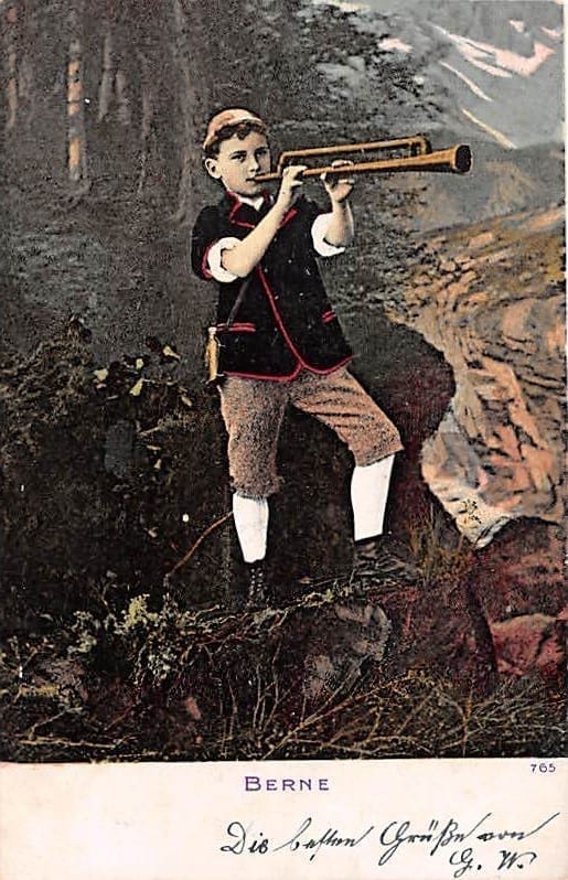 Berner Tracht, Junge mit Trompete