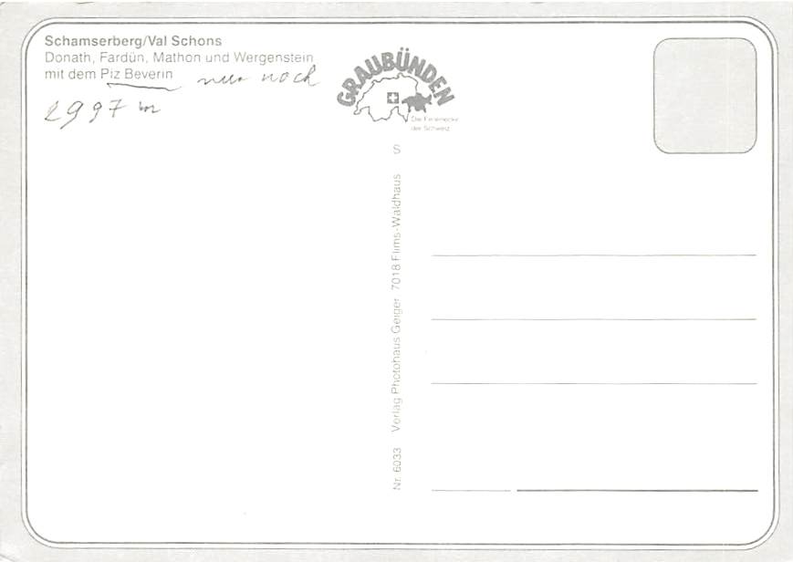 GR - Schamserberg, Val Schons, Donath, Fardün