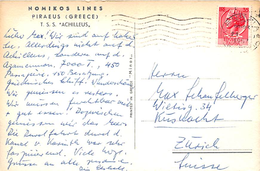 T.S.S. Achilleus, Nomikos Lines, Piraeus