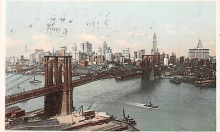 NY - New York City, Brooklyn Bridge, Skyline