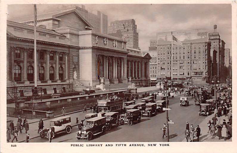 NY - New York City, Public Library and Fifth Avenue