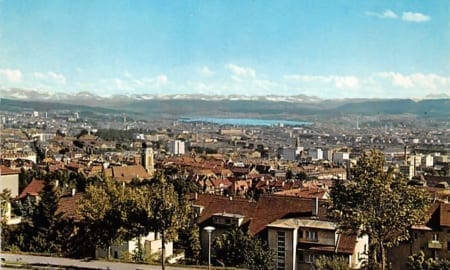ZH - Zürich, Stadt mit See und Alpen