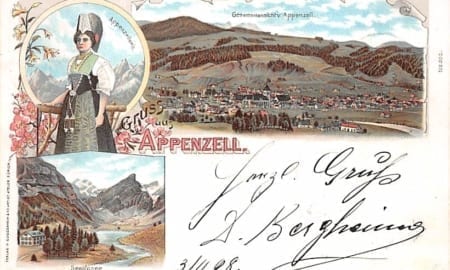 Appenzell, Seealpsee, Gruss von Appenzell, Litho
