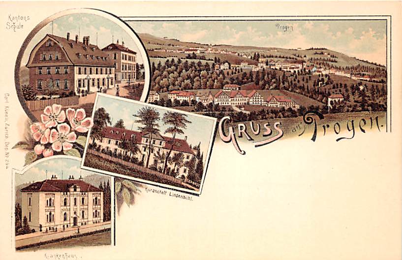 Trogen, Gruss aus Trogen, Kantonsschule, Litho