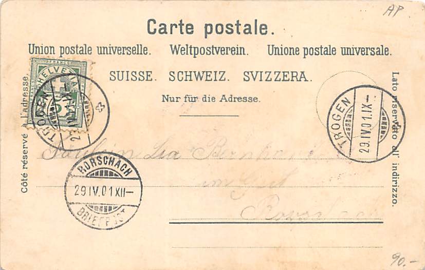 Hundwil, Gruss aus Hundwil, Schulhaus, Litho