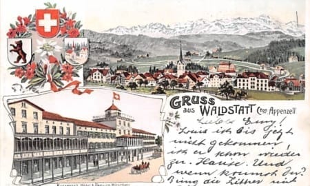 Waldstatt, Gruss aus Waldstatt, Hirschen, Litho