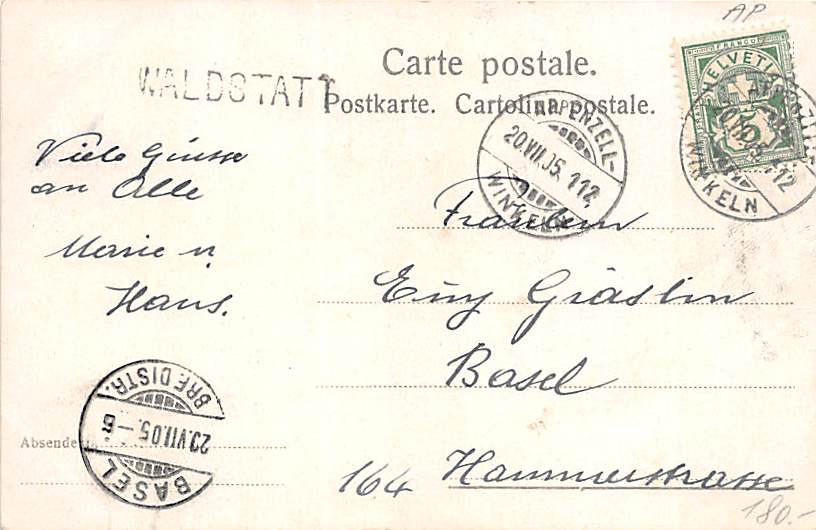 Waldstatt, Gruss aus Waldstatt, Hirschen, Litho