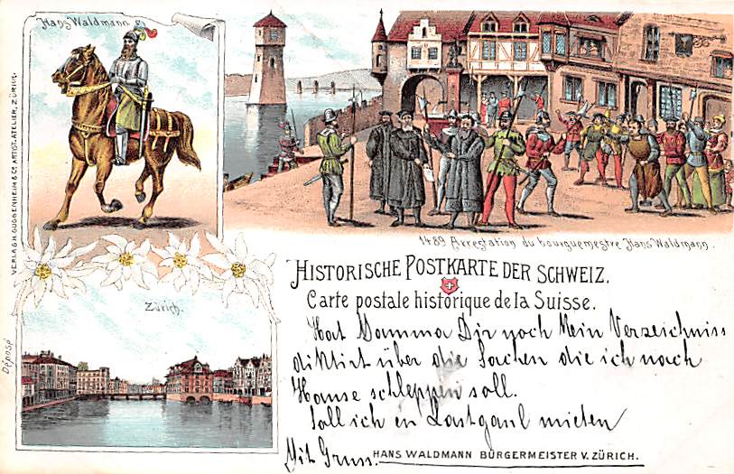 Historische Postkarten, Hans Waldmann, Bürgermeister Zürich