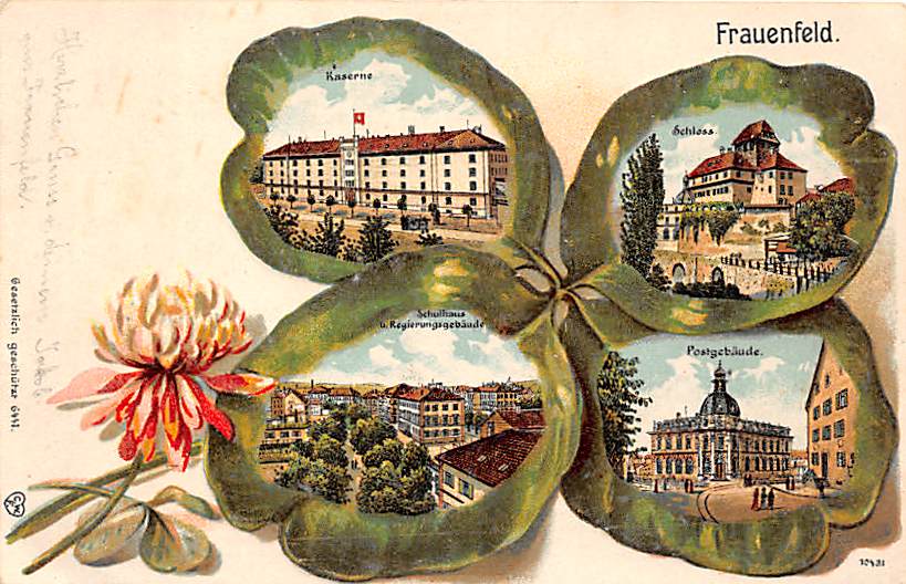 Frauenfeld, Kleeblatt, Kaserne, Schulhaus, Postgebäude