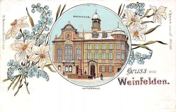 Weinfelden, Gruss aus Weinfelden, Rathaus, Litho