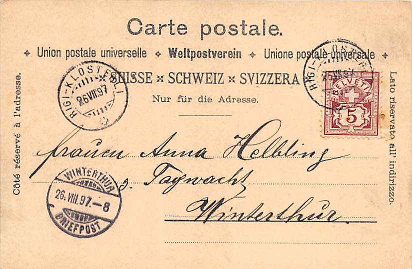 Rigi-Kulm, Gruss vom Rigi, Schnurtobelbrücke, Litho