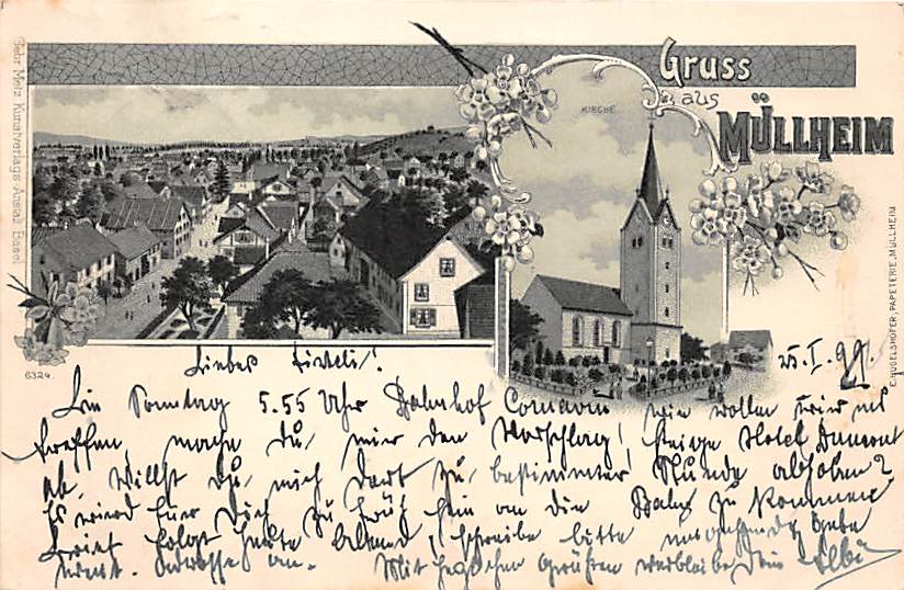 Müllheim, Gruss aus Müllheim, Litho