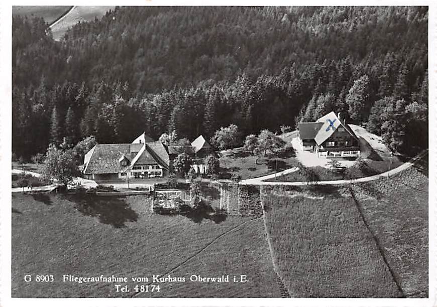 Oberwald, Fliegeraufnahme vom Kurhaus Oberwald