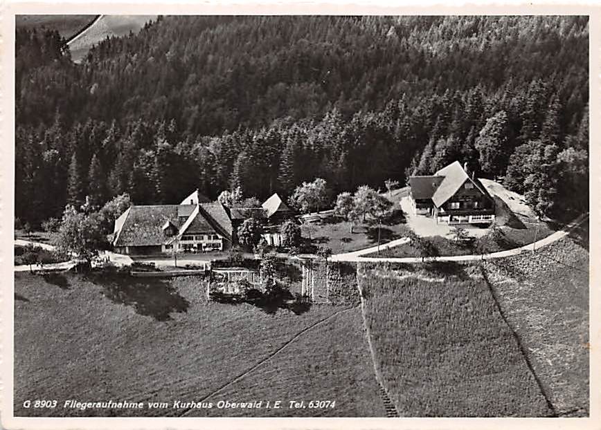 Oberwald, Fliegeraufnahme vom Kurhaus Oberwald