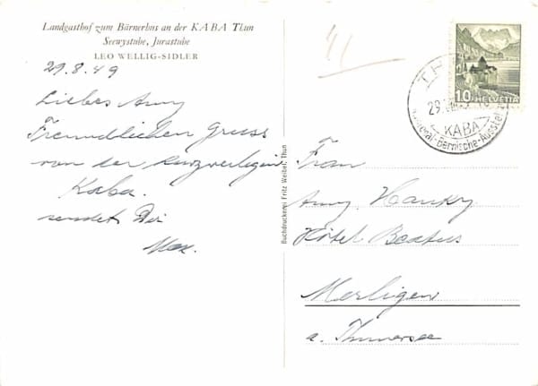 Thun, Landgasthof zum Bärnerhus KABA 1949