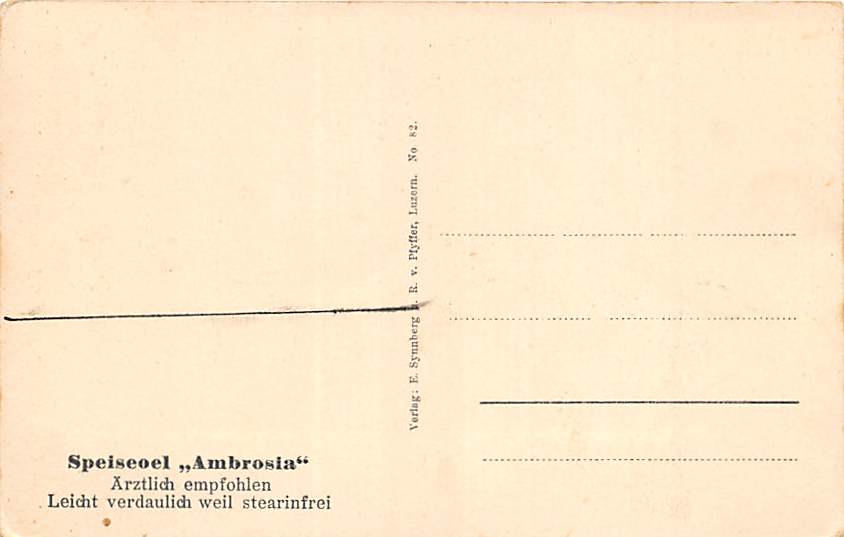 Thun, Schloss, Werbekarte Speiseöl Ambrosia