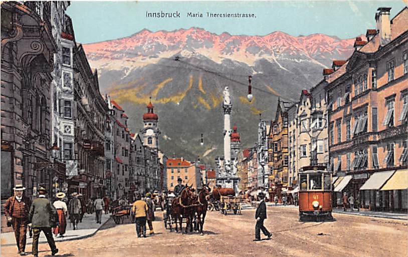 Innsbruck, Maria Theresienstrasse, Tram, Kutsche
