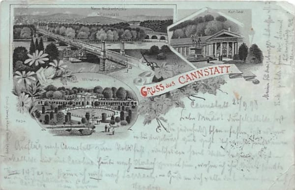 Cannstatt, Gruss Cannstatt, Wilhelma, Litho