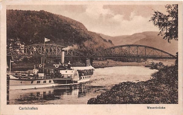 Carlshafen, Weserbrücke, Dampfschiff