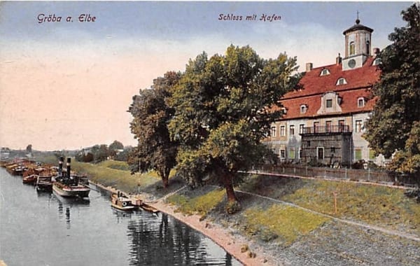 Gröba a. Elbe, Schloss mit Hafen