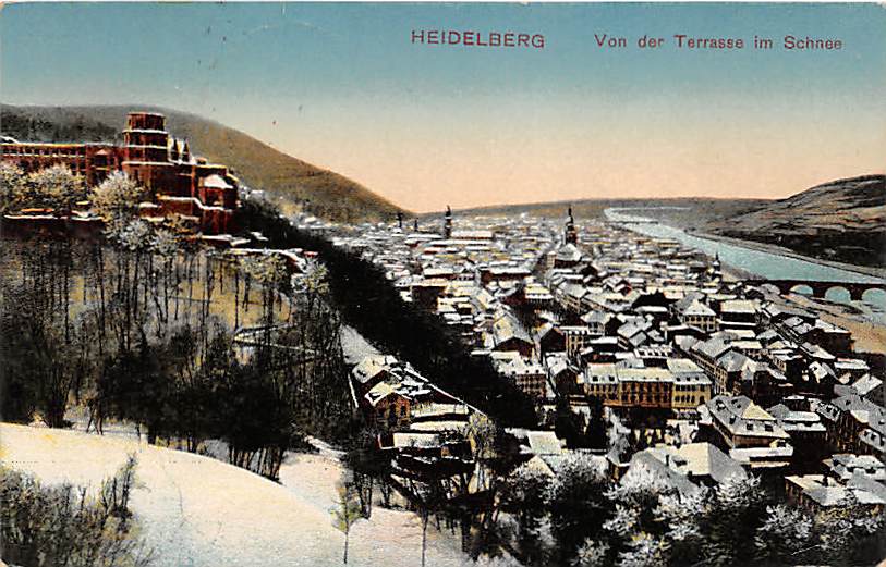 Heidelberg, von der Terrasse im Schnee